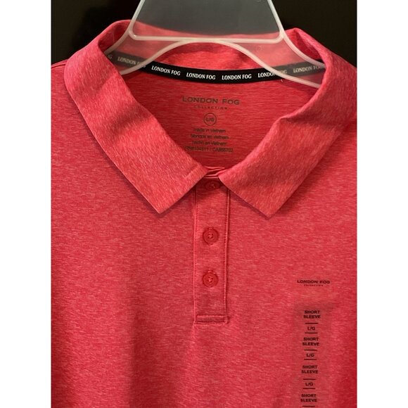 London Fog Men's Poly Textured Space Dye Polo Large Fuscia NWT - Picture 2 of 5